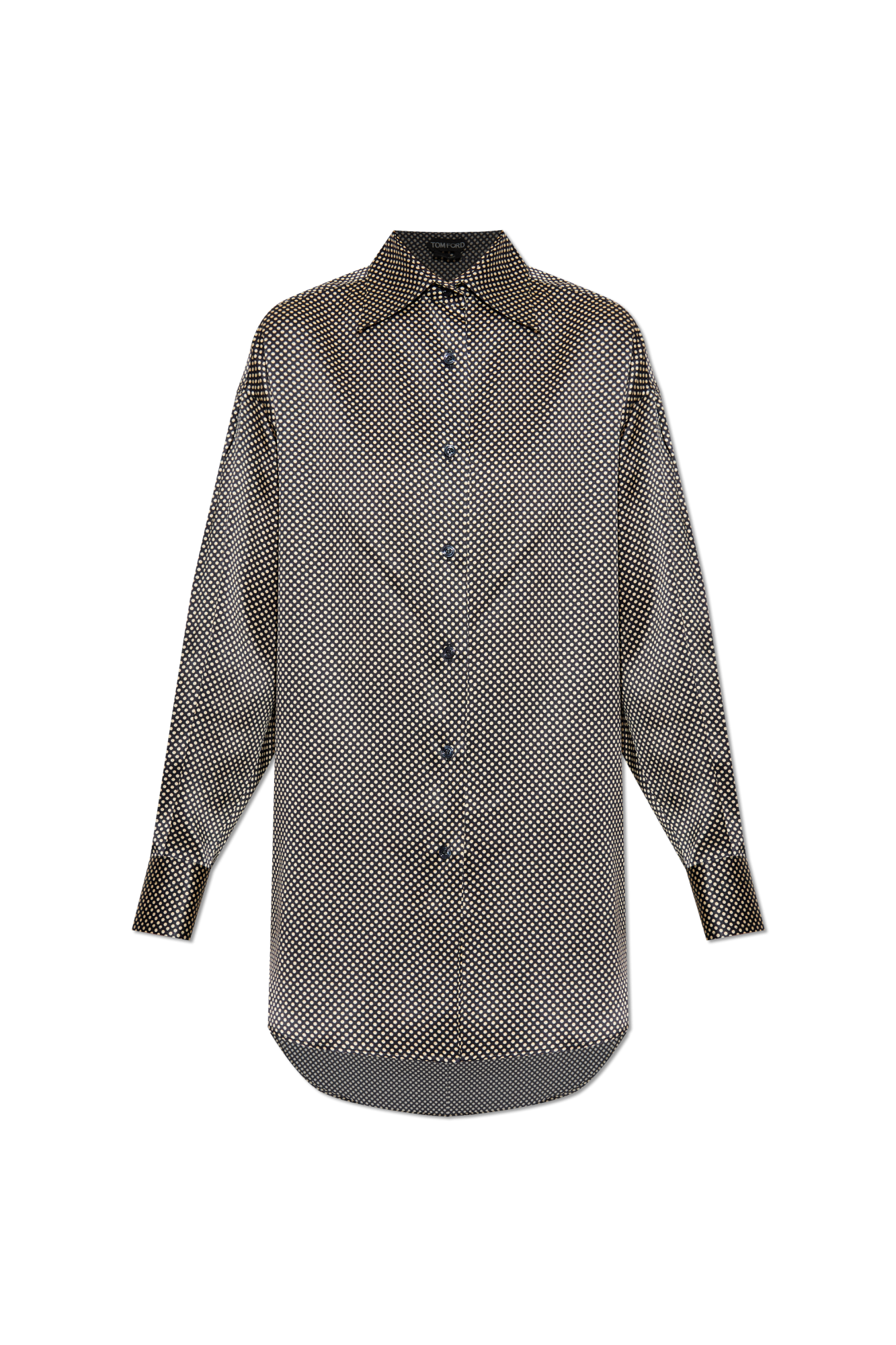 Tシャツ・カットソー TOM FORD FW25 Polka dot shirt (HRN001FMT060 ZBLEC) Black Shirt with polka dot pattern Tom Ford - Vitkac AS
